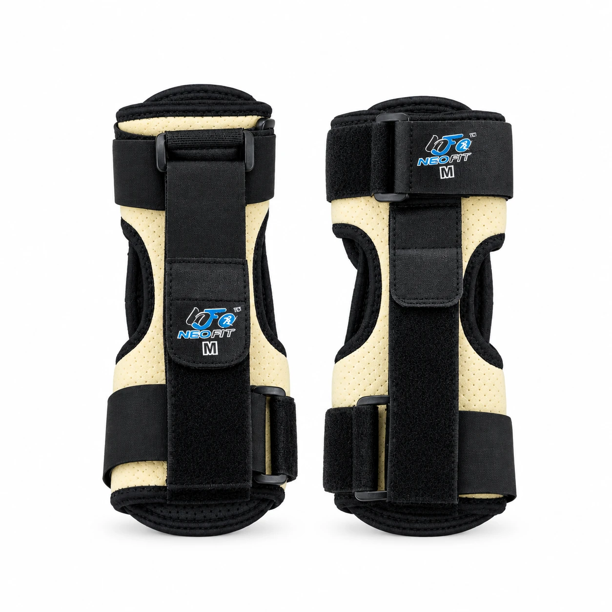 Twin Neofit Support Braces NeoFit foot drop brace in black and beige with adjustable straps